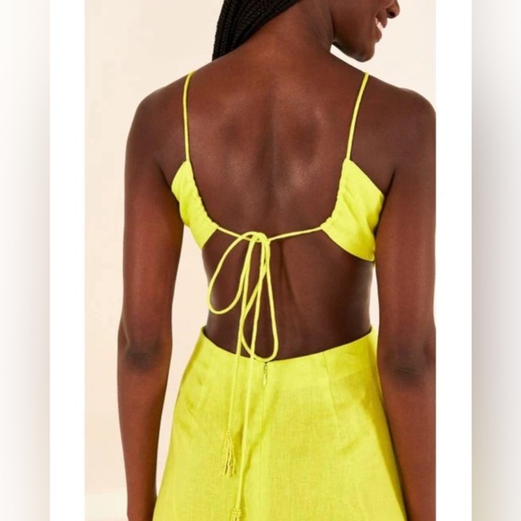 NWT -farm rio mosteria midi dress lime green size M linen blend - Picture 4 of 11